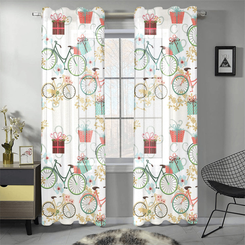 Bicycle Pattern Print Design 05 Gauze Curtain
