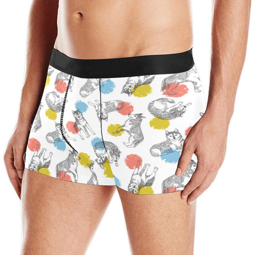 Siberian husky and colorful circle pattern Men's All Over Print Boxer Briefs Men's Underwear