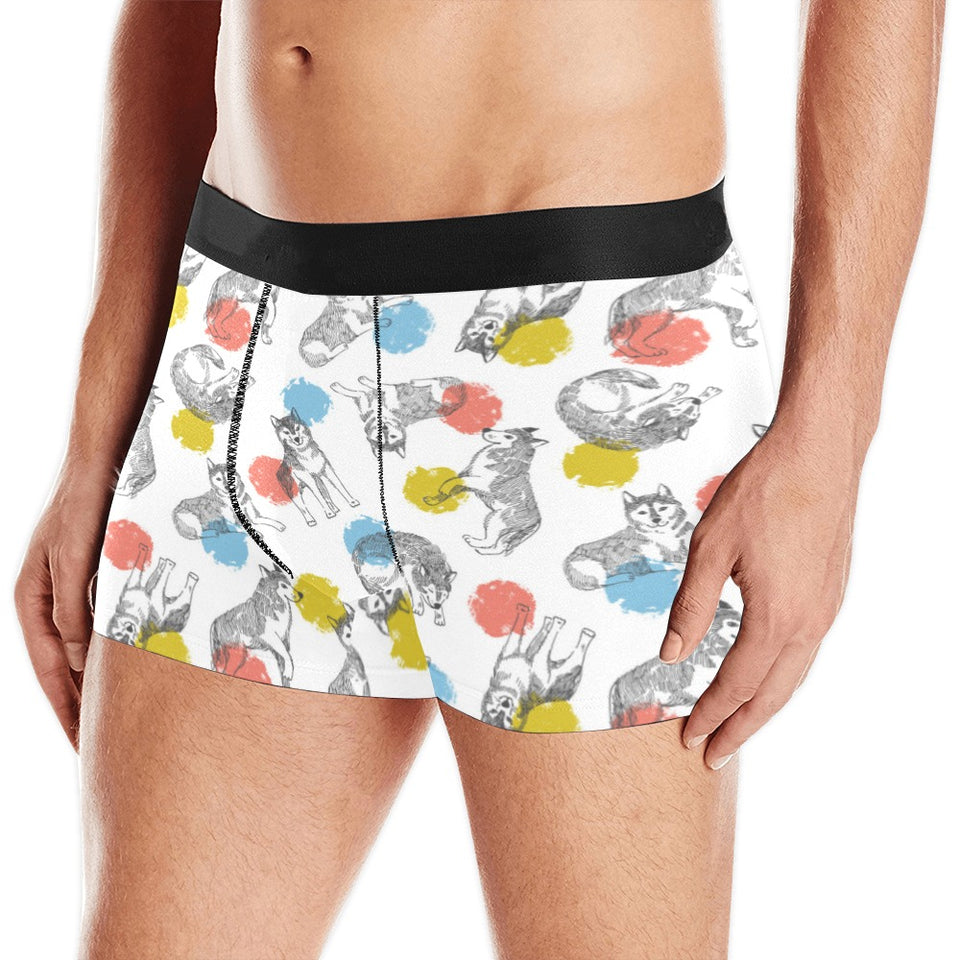 Siberian husky and colorful circle pattern Men's All Over Print Boxer Briefs Men's Underwear