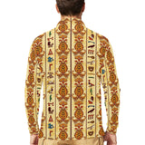 Egypt Hieroglyphics Pattern Print Design 04 Men's Long Sleeve Polo Shirt