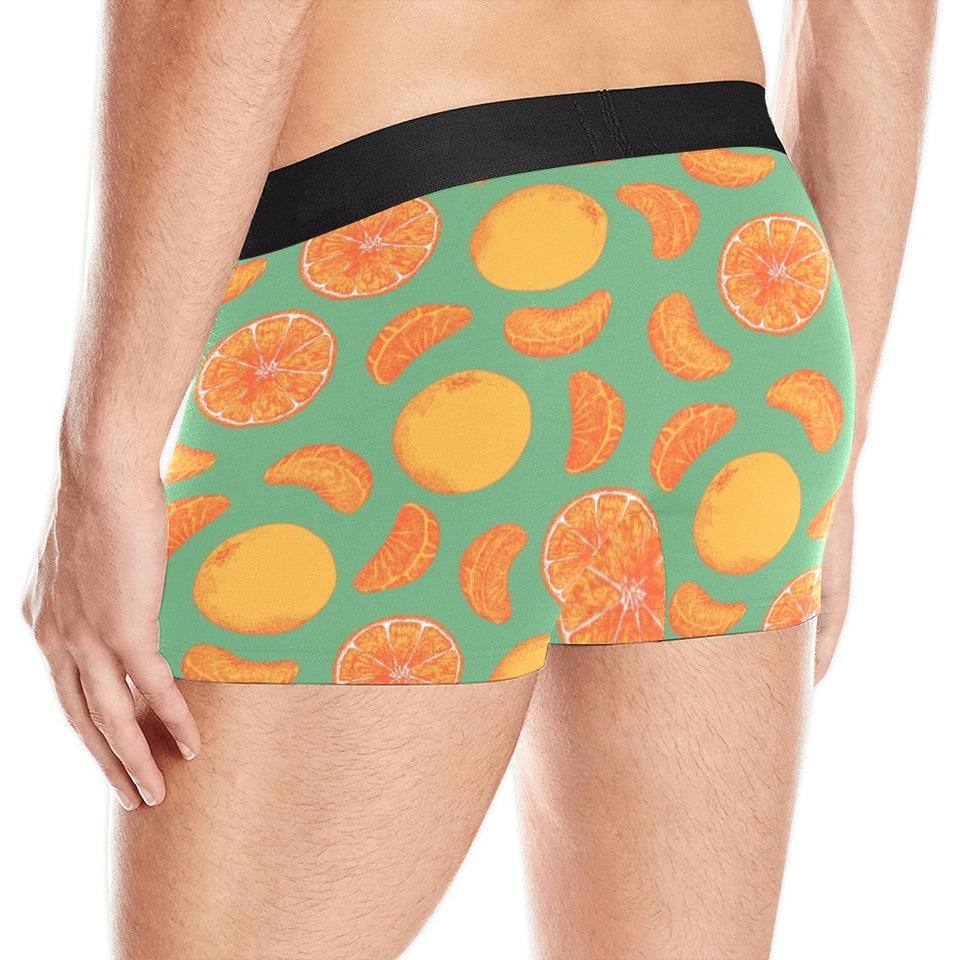 orange fruit pattern green background Men's All Over Print Boxer Briefs Men's Underwear