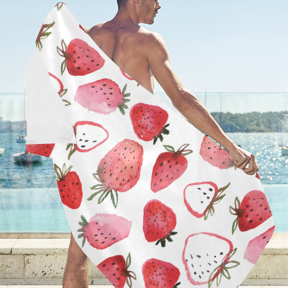 watercolor hand drawn beautiful strawberry pattern Beach Towel