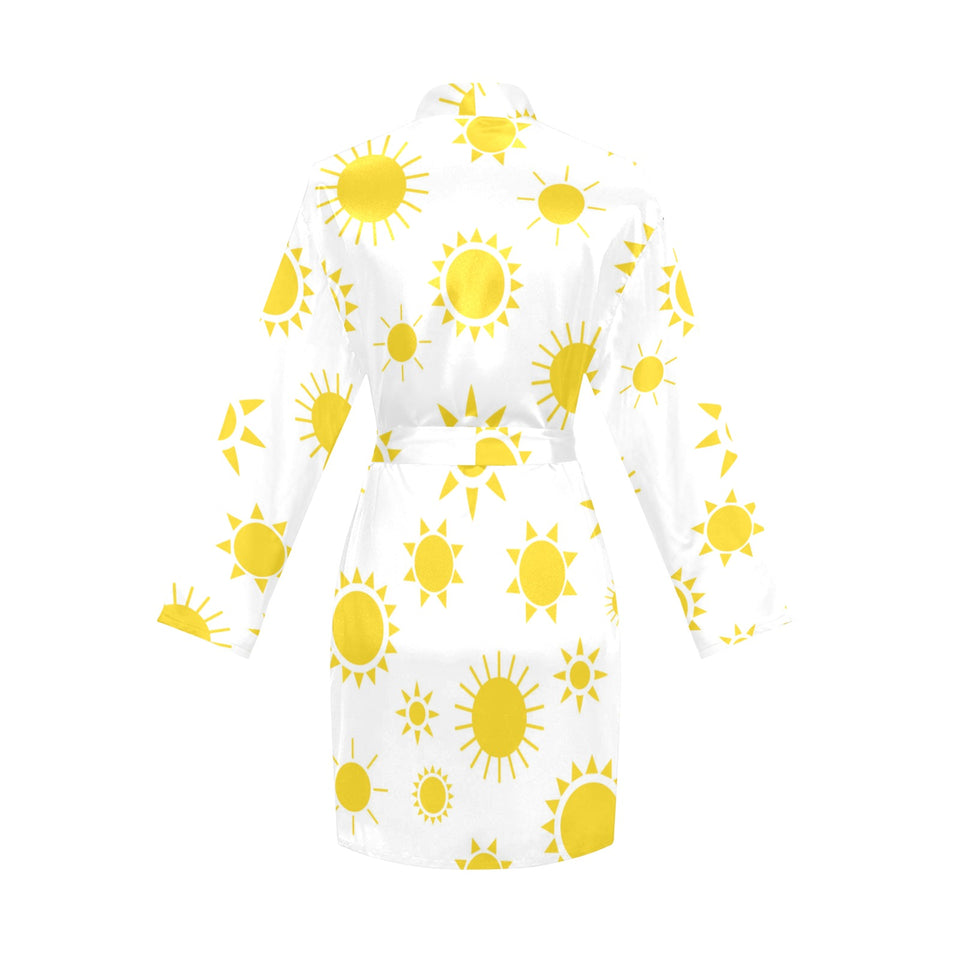 Sun pattern Women's Long Sleeve Belted Night Robe