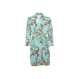 Monkey Palm tree background Men's Long Sleeve Belted Night Robe