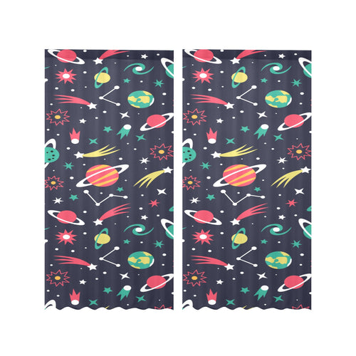 colorful space pattern planet star Gauze Curtain