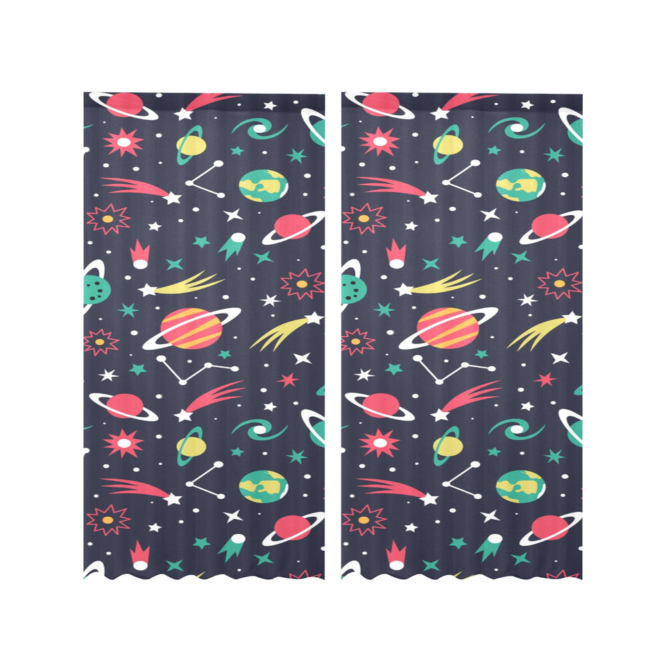 colorful space pattern planet star Gauze Curtain