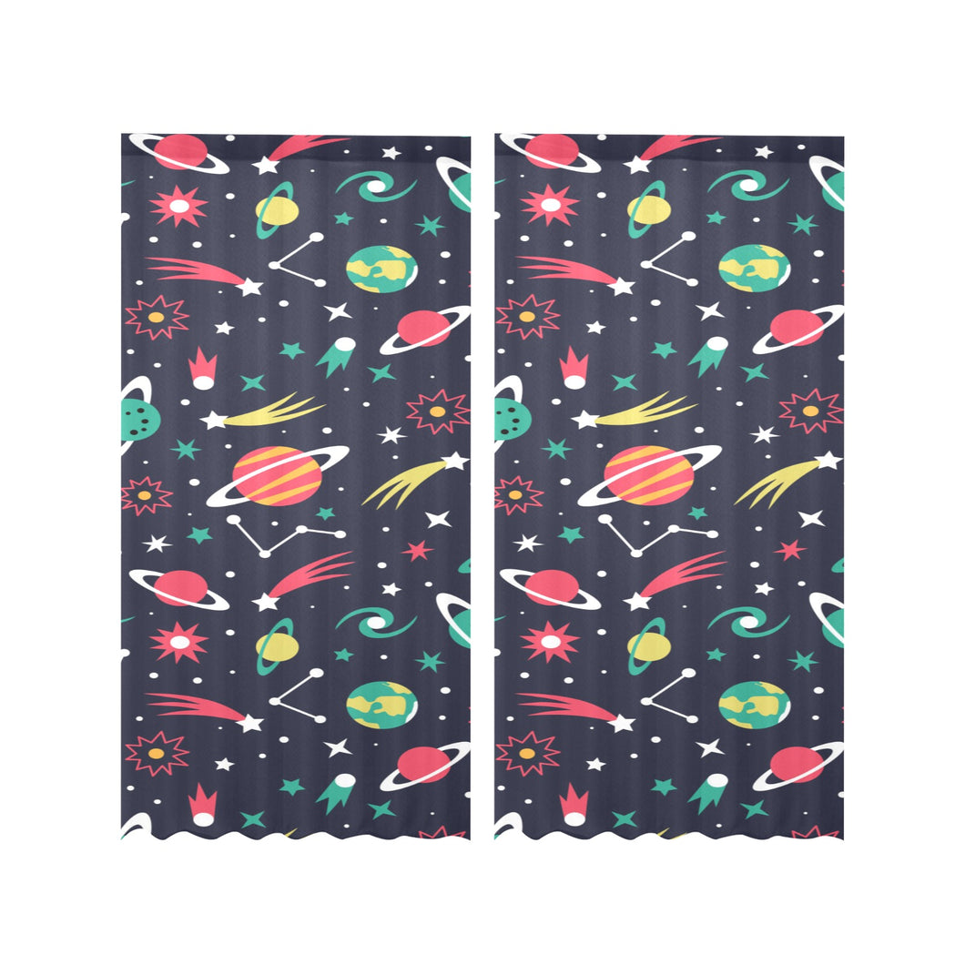 colorful space pattern planet star Gauze Curtain