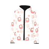 Daruma japanese wooden doll cherry blossom flower Kids' Boys' Girls' Padded Hooded Jacket