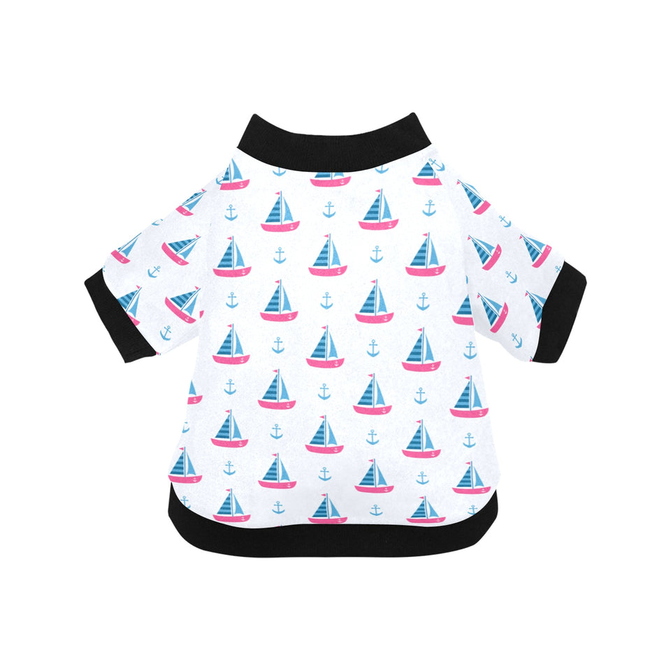 Sailboat anchor pattern All Over Print Pet Dog Round Neck Fuzzy Shirt