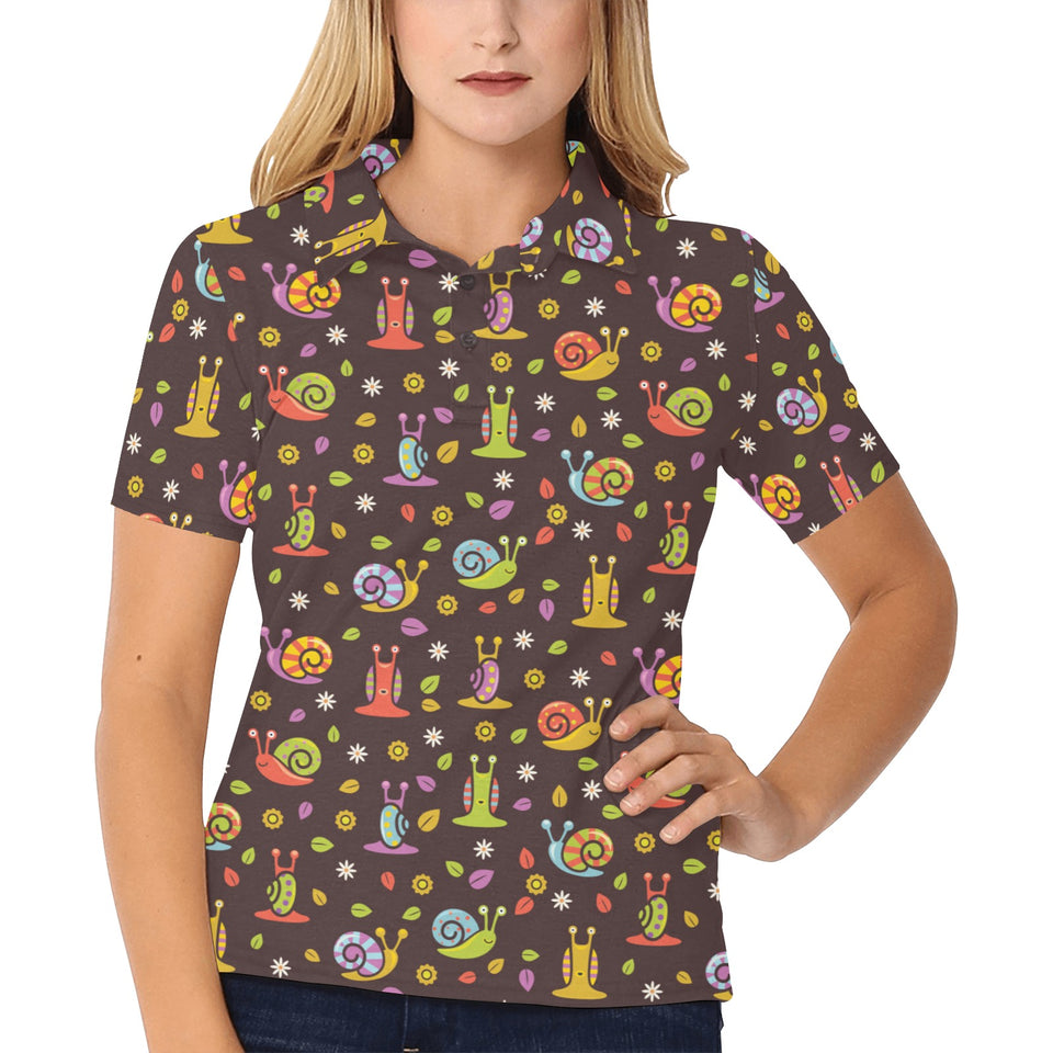 Snail Pattern Print Design 02 Women's All Over Print Polo Shirt