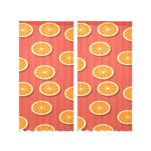 Oranges pattern red background Gauze Curtain