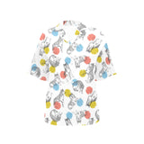 Siberian husky and colorful circle pattern Women's All Over Print Hawaiian Shirt