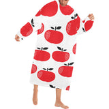 red apples white background Blanket Robe with Sleeves