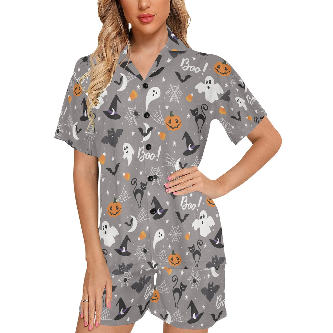 Halloween design pattern Women's V-Neck Short Pajama Set