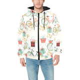 Bicycle Pattern Print Design 05 Men's Padded Hooded Jacket