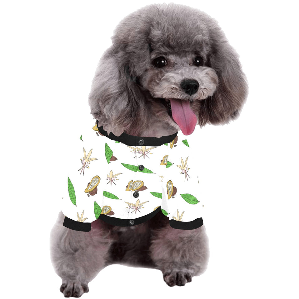 Color hand drawn cacao pattern All Over Print Pet Dog Round Neck Fuzzy Shirt