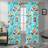 Cute sea otters fishe sea urchin pattern Gauze Curtain