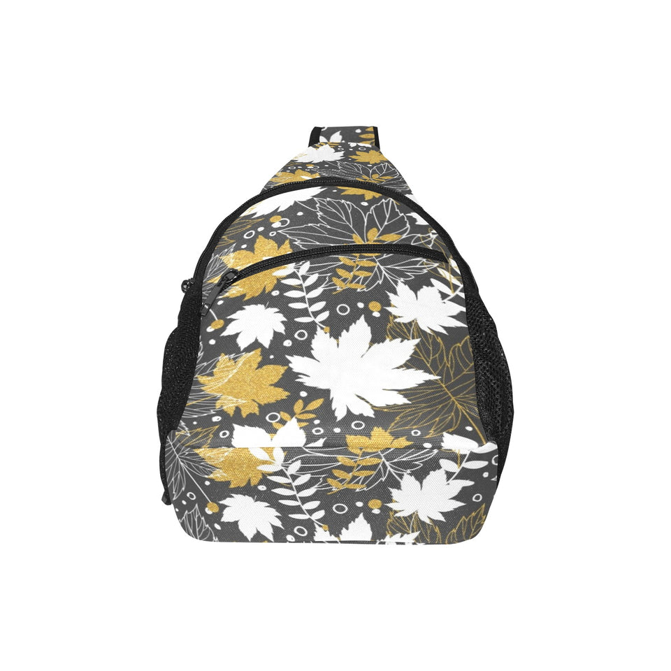 Beautiful gold autumn maple leaf pattern All Over Print Chest Bag