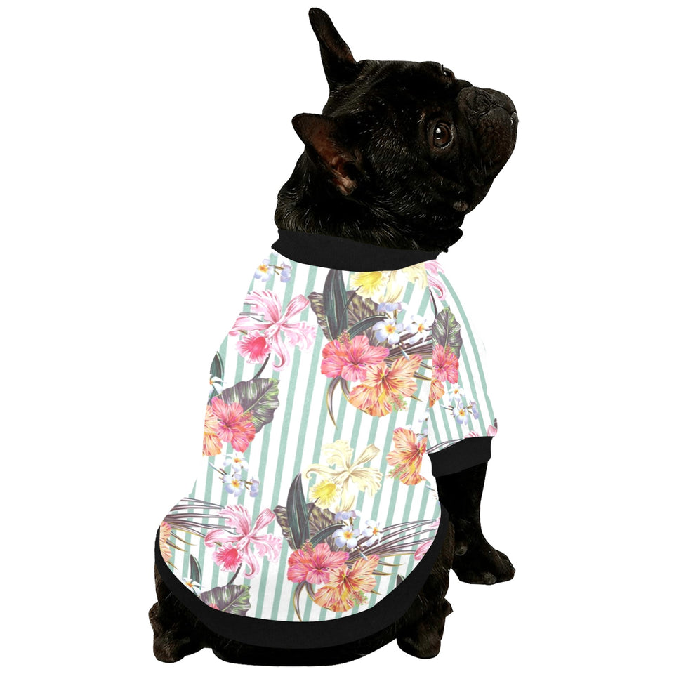 Colorful orchid flower pattern All Over Print Pet Dog Round Neck Fuzzy Shirt