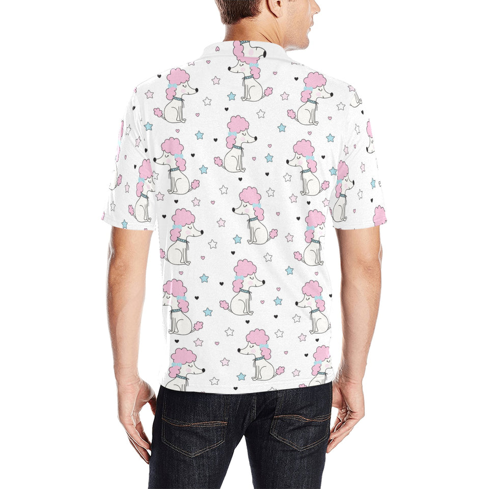 Cute poodle dog star pattern Men's All Over Print Polo Shirt