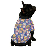 Sugar skull flower pattern All Over Print Pet Dog Round Neck Fuzzy Shirt