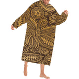 cacao beans tribal polynesian pattern background Blanket Robe with Sleeves