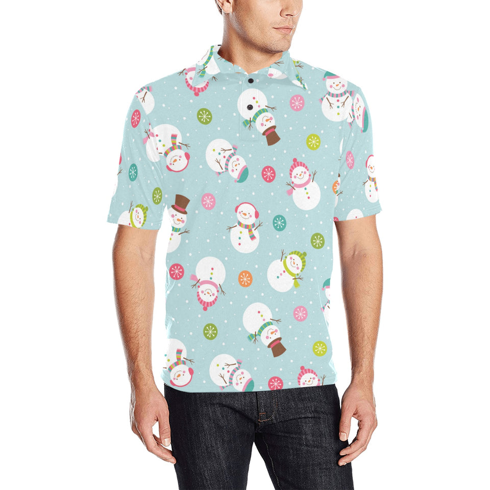 Cute snowman snowflake pattern Men's All Over Print Polo Shirt