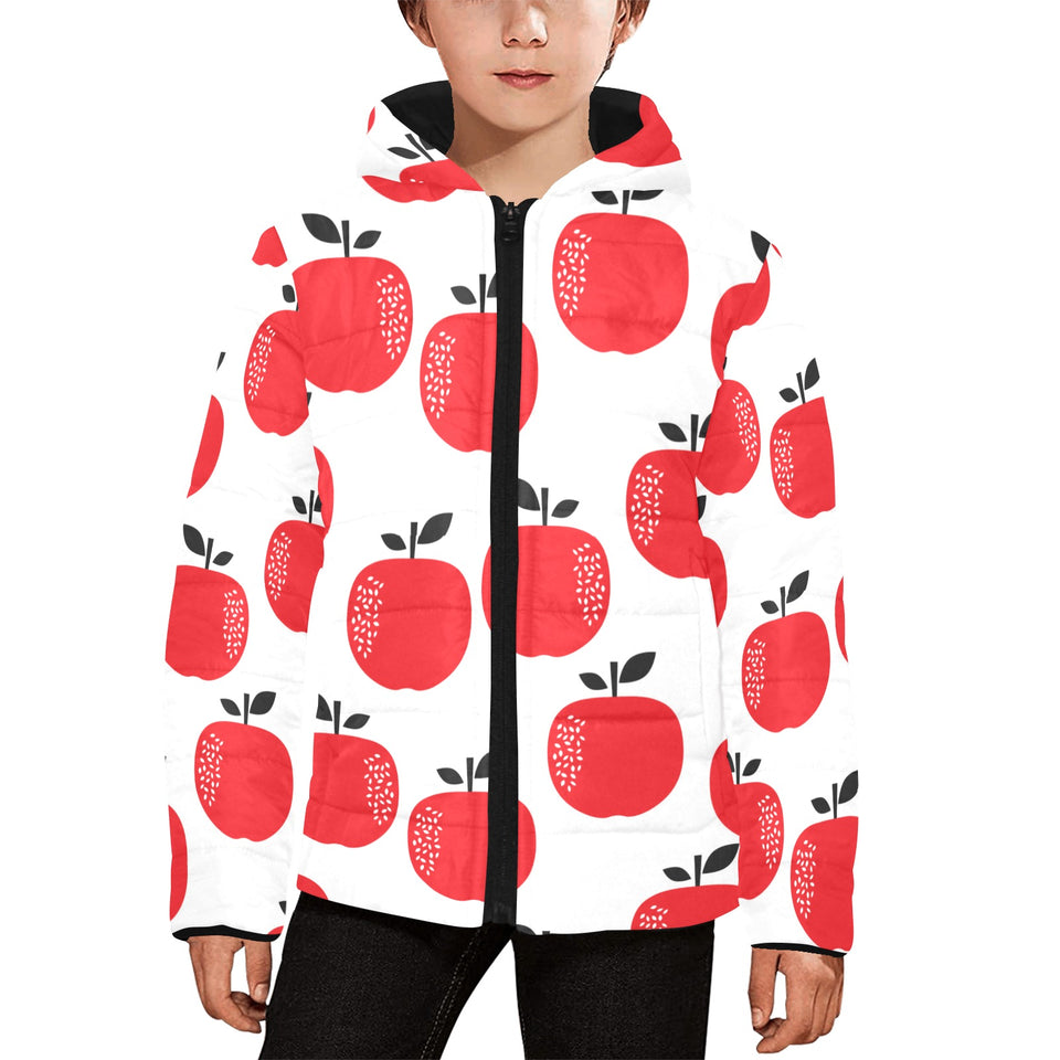 red apples white background Kids' Boys' Girls' Padded Hooded Jacket