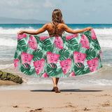 Watermelons tropical palm leaves pattern Beach Towel