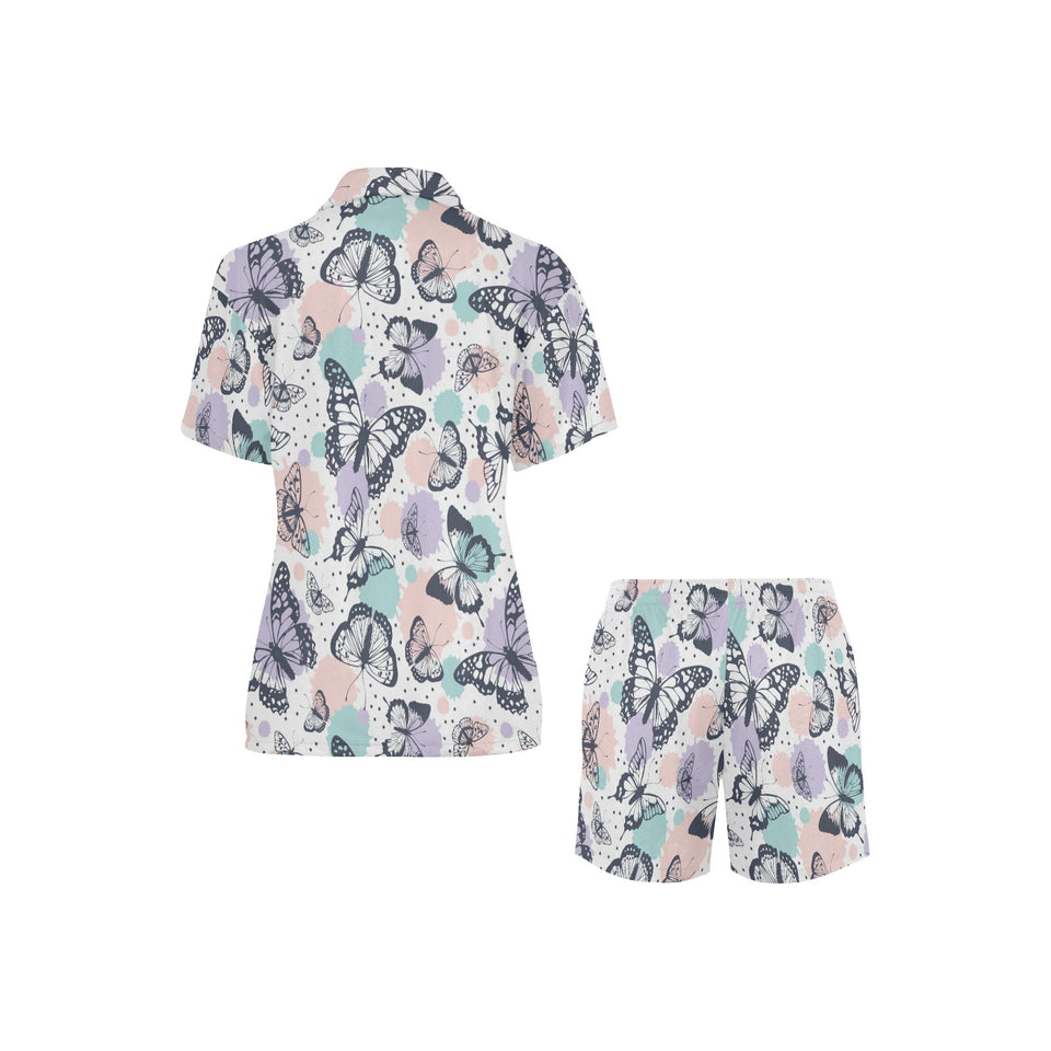Butterfly pattern Women's V-Neck Short Pajama Set