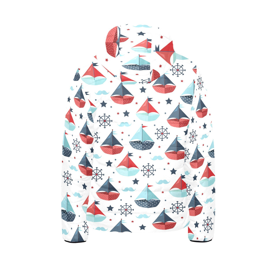 Cute color paper sailboat pattern Kids' Boys' Girls' Padded Hooded Jacket