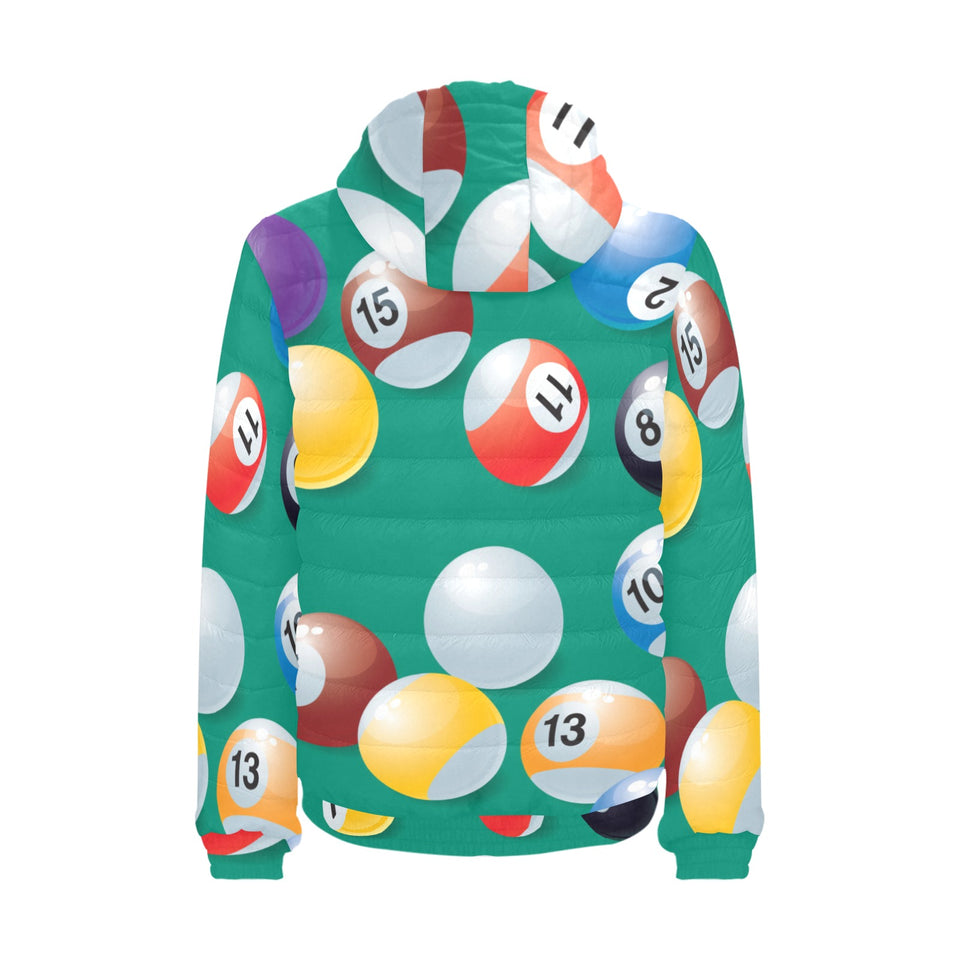 Billiard Ball Pattern Print Design 01 Men's Padded Hooded Jacket