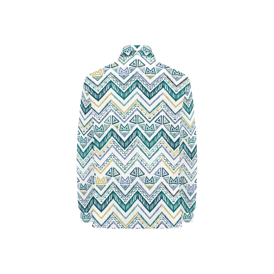 zigzag chevron paint design pattern Women's Long Sleeve Polo Shirt