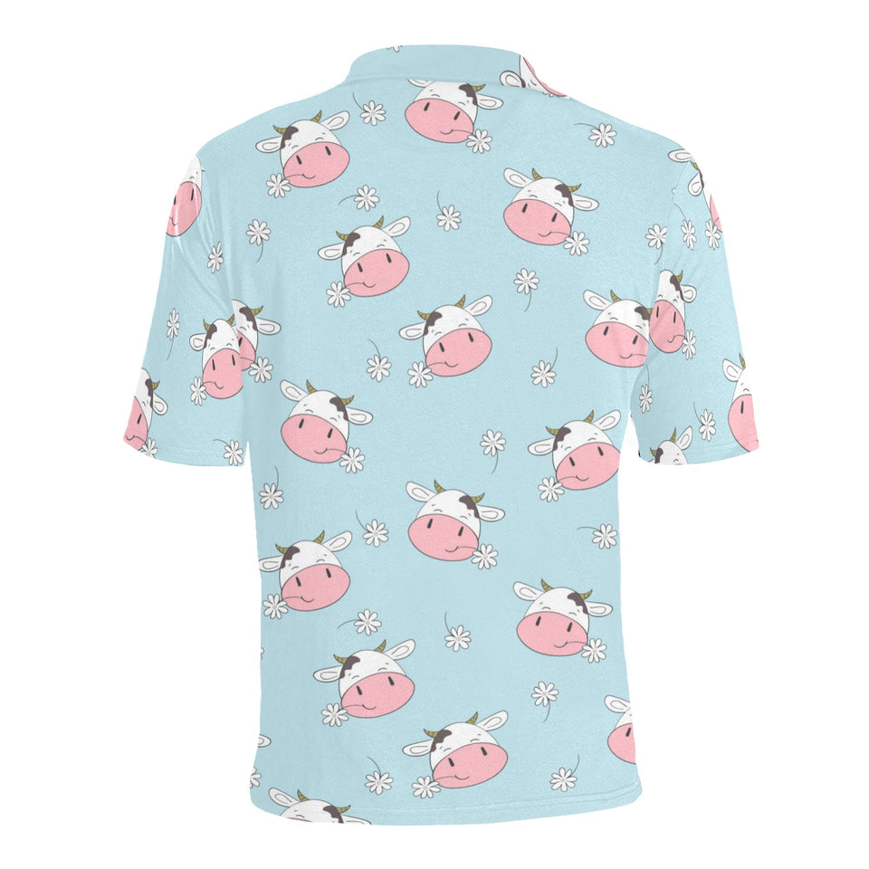 Cute cow flower pattern Men's All Over Print Polo Shirt
