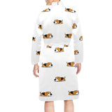 Cute beagle dog sleeping pattern Men's Long Sleeve Belted Night Robe