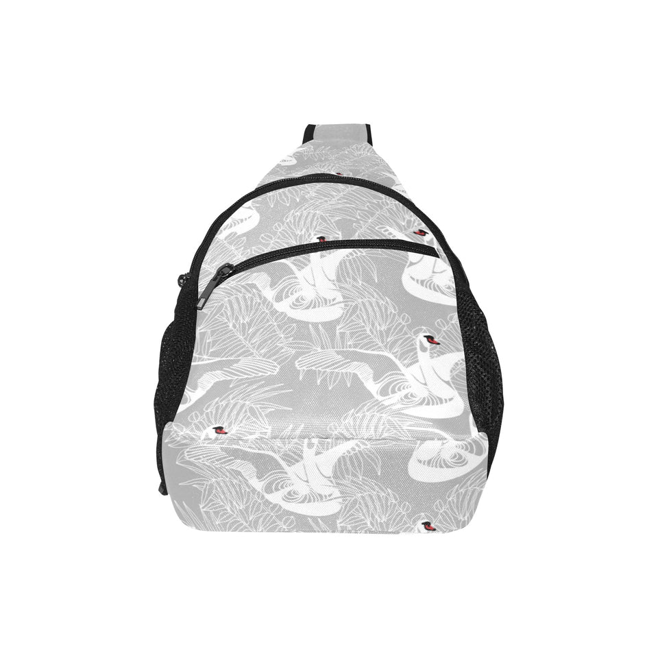 white swan gray background All Over Print Chest Bag