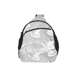 white swan gray background All Over Print Chest Bag