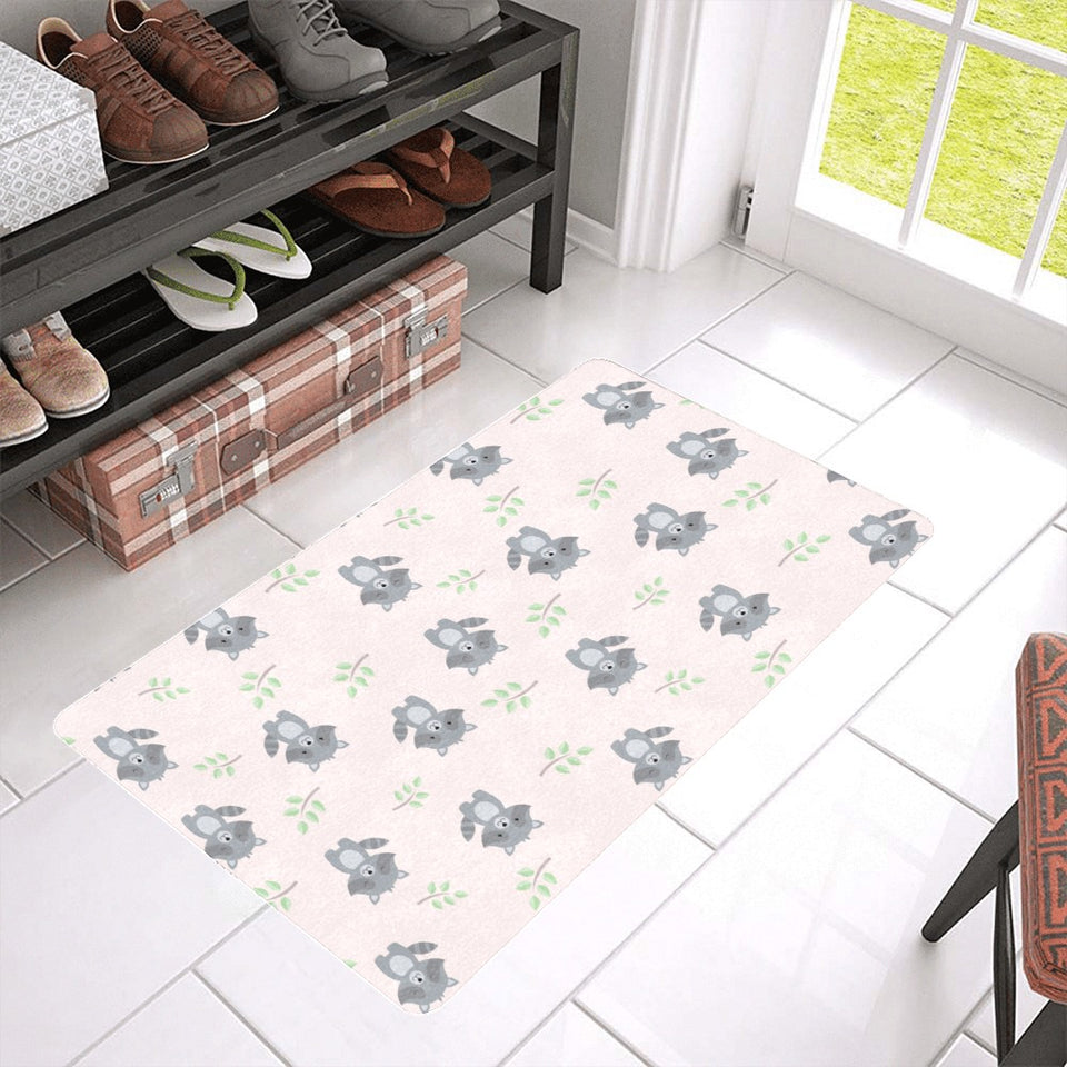 cute raccoons leaves pattern Doormat
