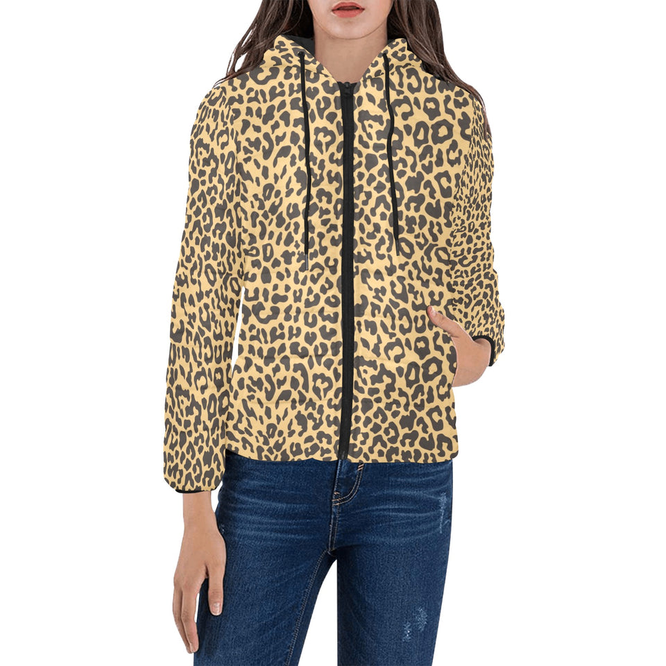 Leopard skin print Women's Padded Hooded Jacket