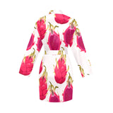dragon fruits design pattern Women's Long Sleeve Belted Night Robe