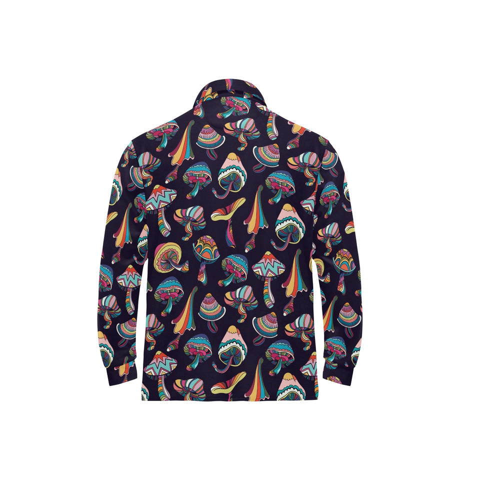 Colorful mushroom pattern Men's Long Sleeve Polo Shirt
