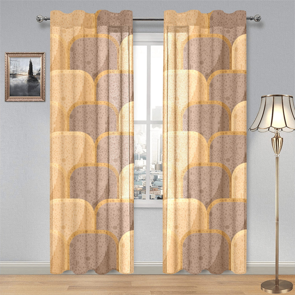 Bread Toast Pattern Print Design 04 Gauze Curtain
