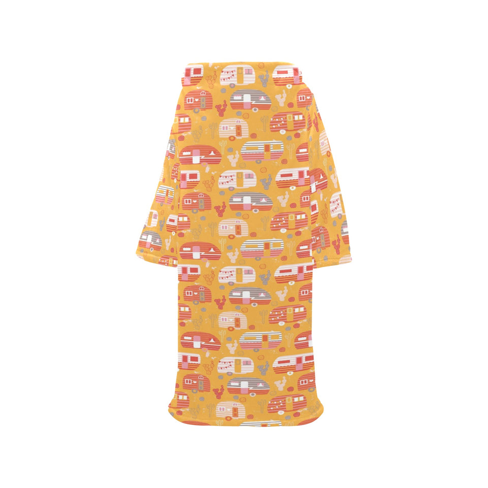 Camper Van Pattern Print Design 04 Blanket Robe with Sleeves