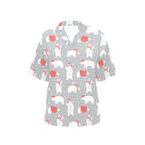 Cute polar bear christmas snow pattern Women's All Over Print Hawaiian Shirt