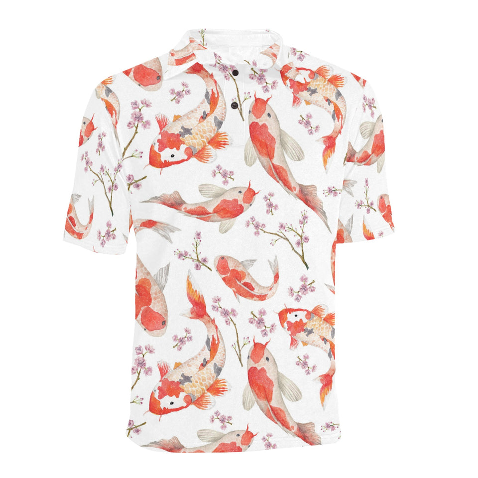 Watercolor Koi Fish Carp Fish pattern Men's All Over Print Polo Shirt