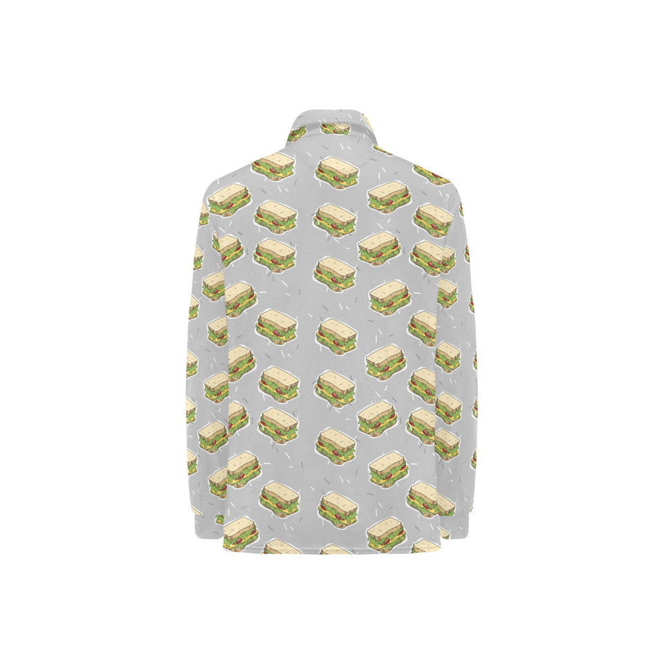 Sandwich Pattern Print Design 05 Women's Long Sleeve Polo Shirt