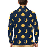 Moon star pattern Men's Long Sleeve Polo Shirt