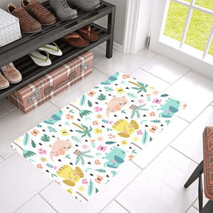 Cute elephants palm tree flower butterfly pattern Doormat
