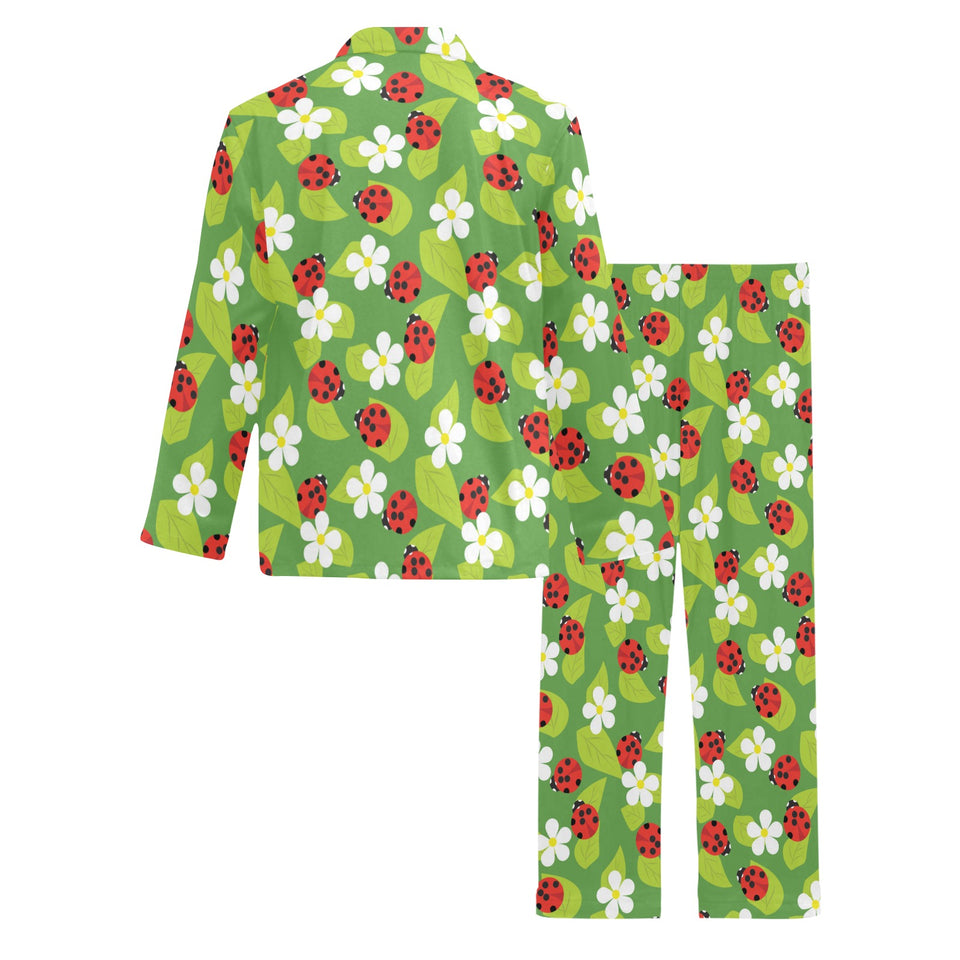 Ladybug Pattern Print Design 01 Men's Long Pajama Set