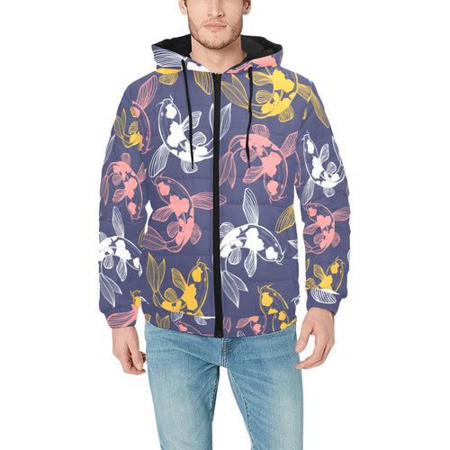 Koi Fish Carp Fish pattern Men's Padded Hooded Jacket